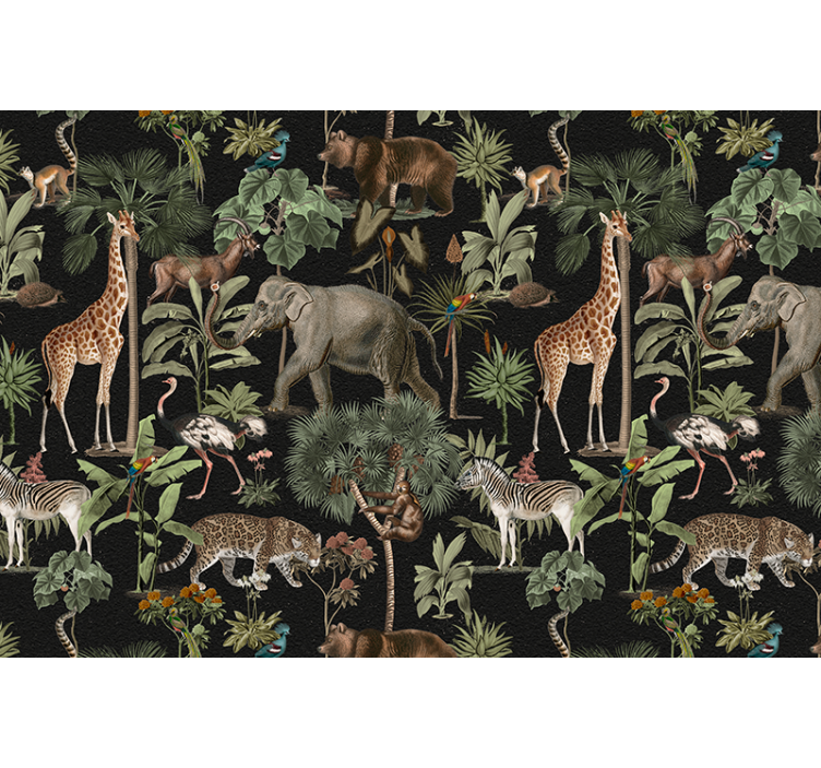 Animal wall mural wildlife jungle scene - TenStickers