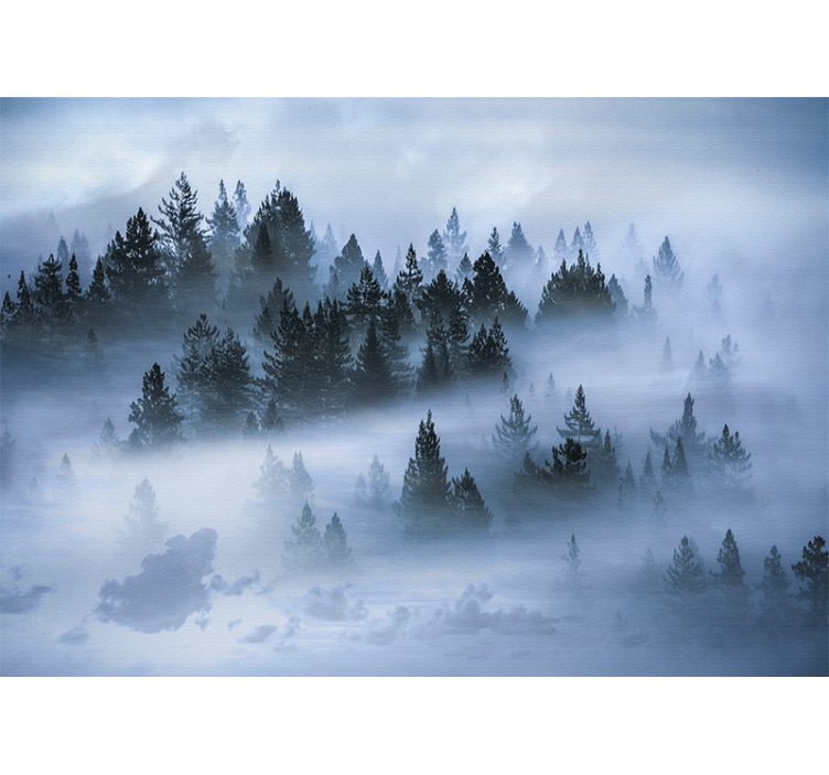 Pines and clouds Mountain wall mural - TenStickers