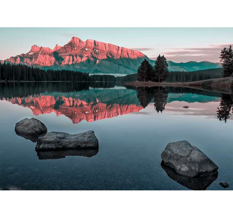 Mountain and lake colours Mountain wall mural - TenStickers