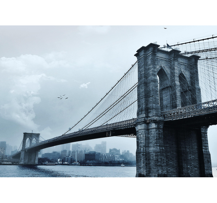 New york wall mural brooklyn bridge view - TenStickers