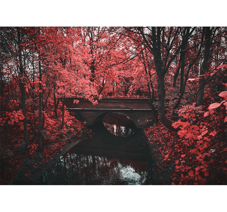 Nature wall mural red leafed forest - TenStickers