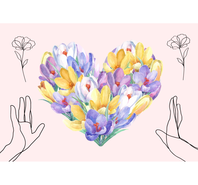 Flower mural heart shaped bouquet - TenStickers