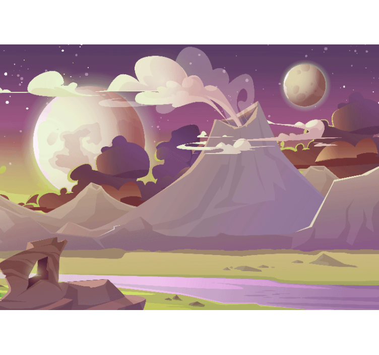 Fantasy wall mural fantasy mountain landscape - TenStickers