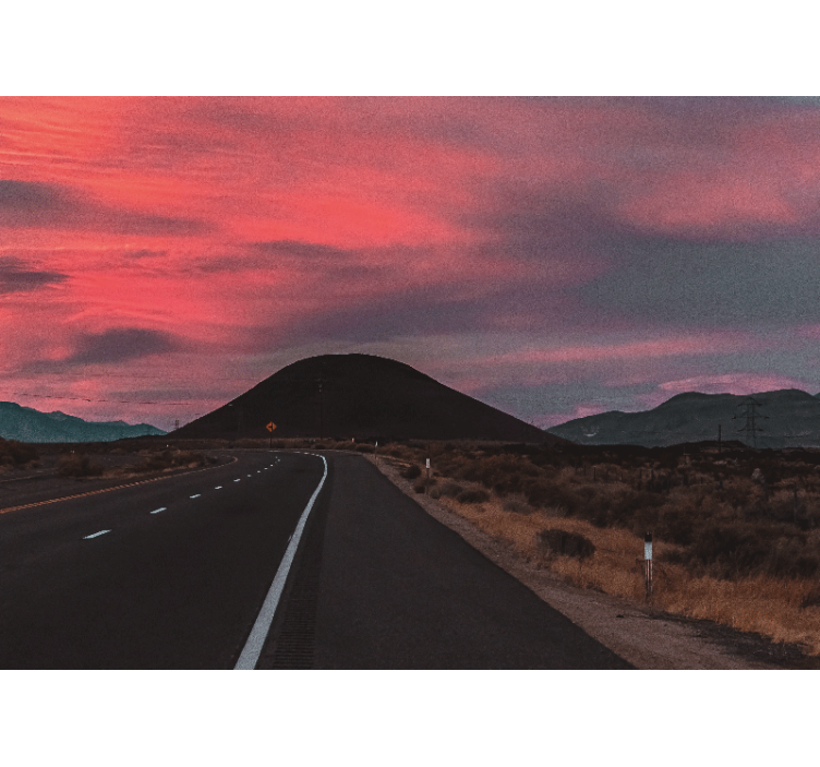Desert sunset road landscape mural wallpaper - TenStickers