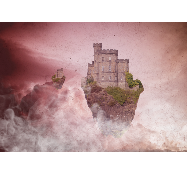Fantasy wall mural floating castle landscape - TenStickers