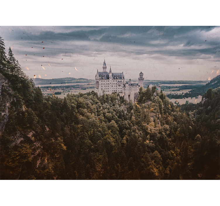 Castle on mountain landscape mural wallpaper - TenStickers