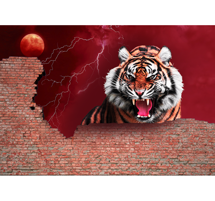 Animal wall mural fierce tiger roar - TenStickers