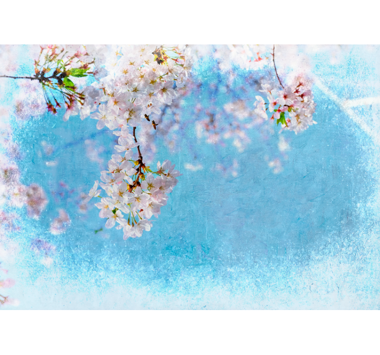 Pink cherry blossom tree with sky wall mural - TenStickers