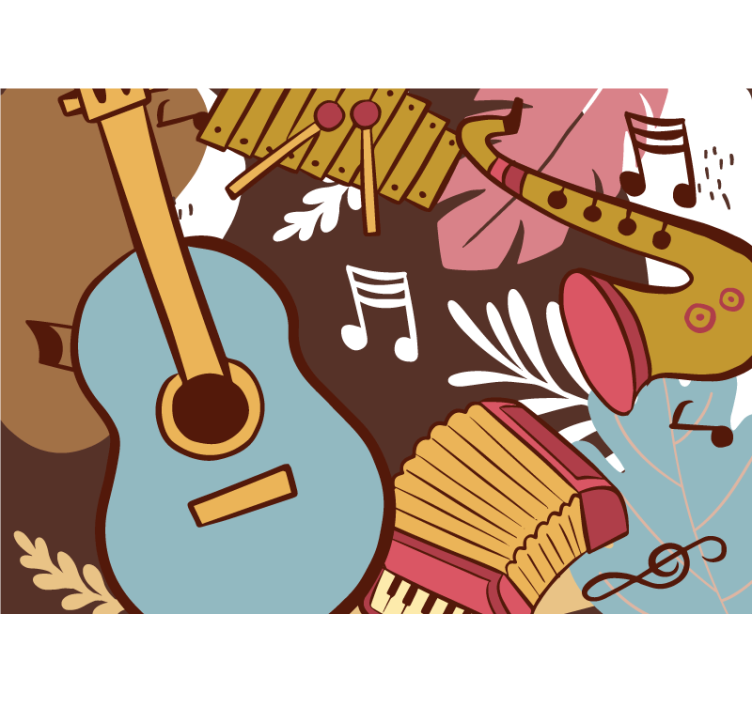 Music mural musical instruments layout - TenStickers
