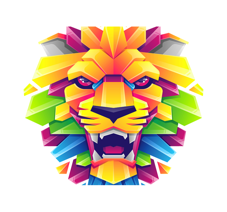 Lion mural vibrant lion face - TenStickers
