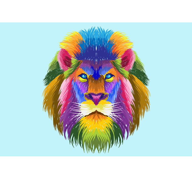 Lion mural colorful lion portrait - TenStickers