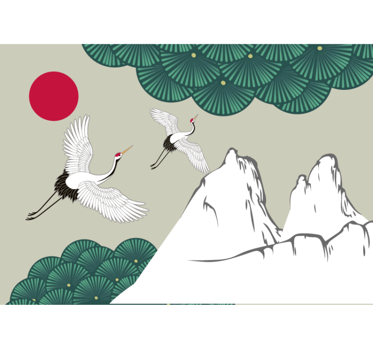 Africa wall mural cranes and mountains design - TenStickers