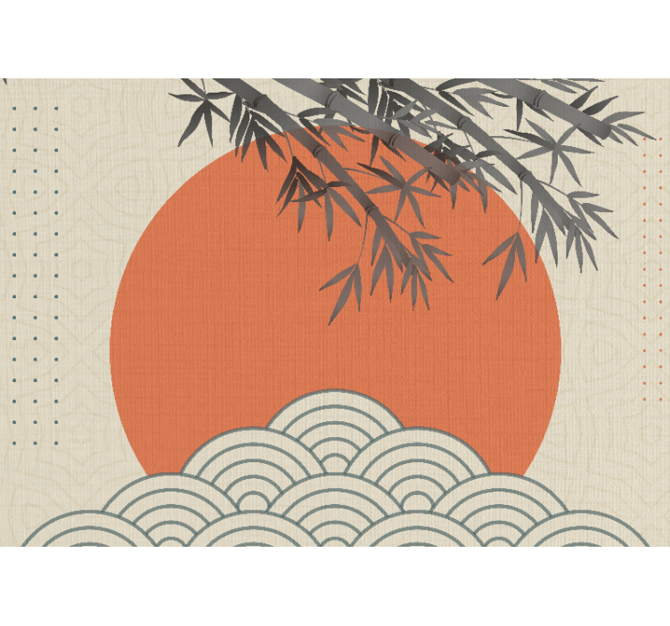 Zen wall mural bamboo and orange sun - TenStickers