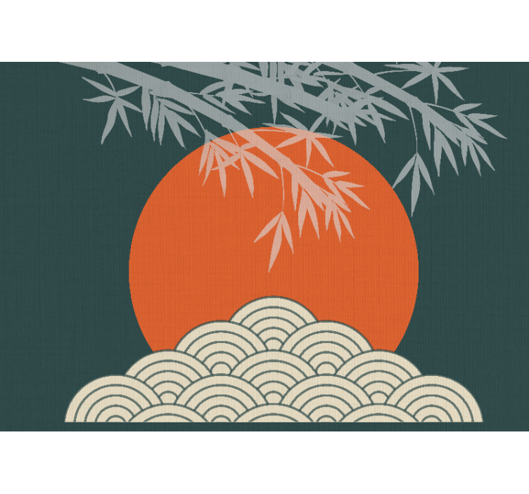Nature wall mural bamboo and sunset design - TenStickers