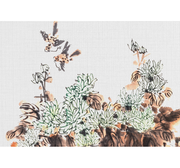 Birds Among Foliage mural for living room - TenStickers