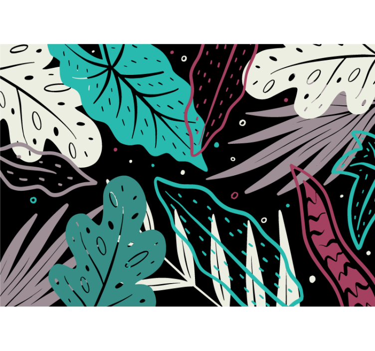 Nature wall mural with decorative leaf patterns - TenStickers