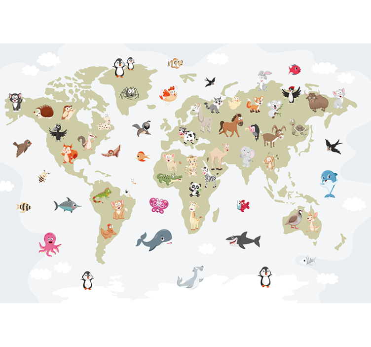 Explorer  with Animals world map mural - TenStickers