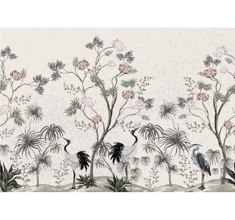 Animal wall mural elegant crane scene - TenStickers