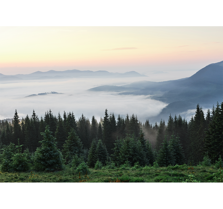 Tranquil mountain vista landscape mural wallpaper - TenStickers