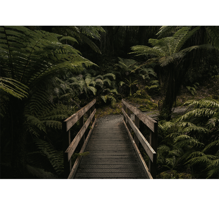 Forest wall mural timber bridge walkway - TenStickers