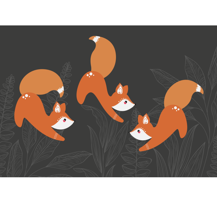 Scandinavian style foxes in forest wall mural - TenStickers