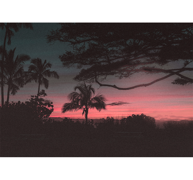 Landscape mural wallpaper tropical sunset silhouette - TenStickers