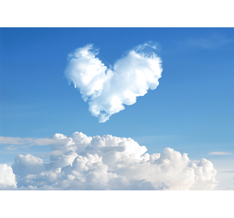 Love wall mural heart-shaped clouds design - TenStickers