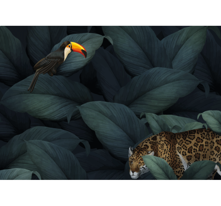 Animal wall mural tropical birds and leopards - TenStickers