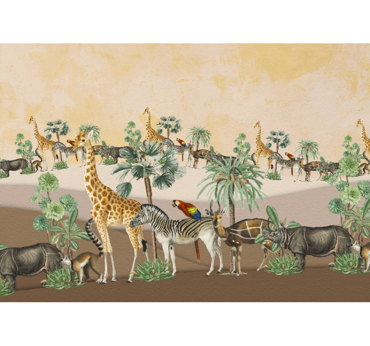 Africa wall mural safari wildlife scene - TenStickers