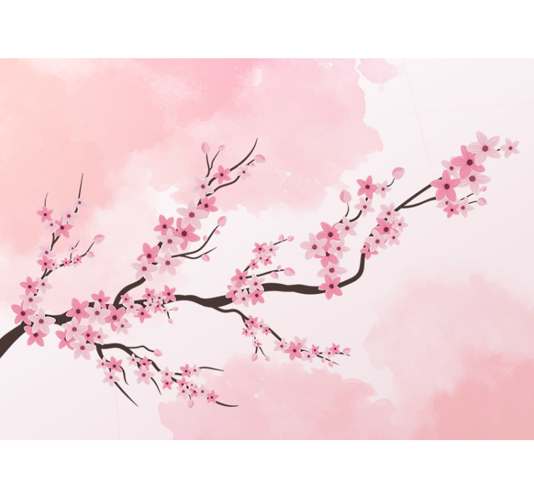 Flower mural cherry blossom branch - TenStickers
