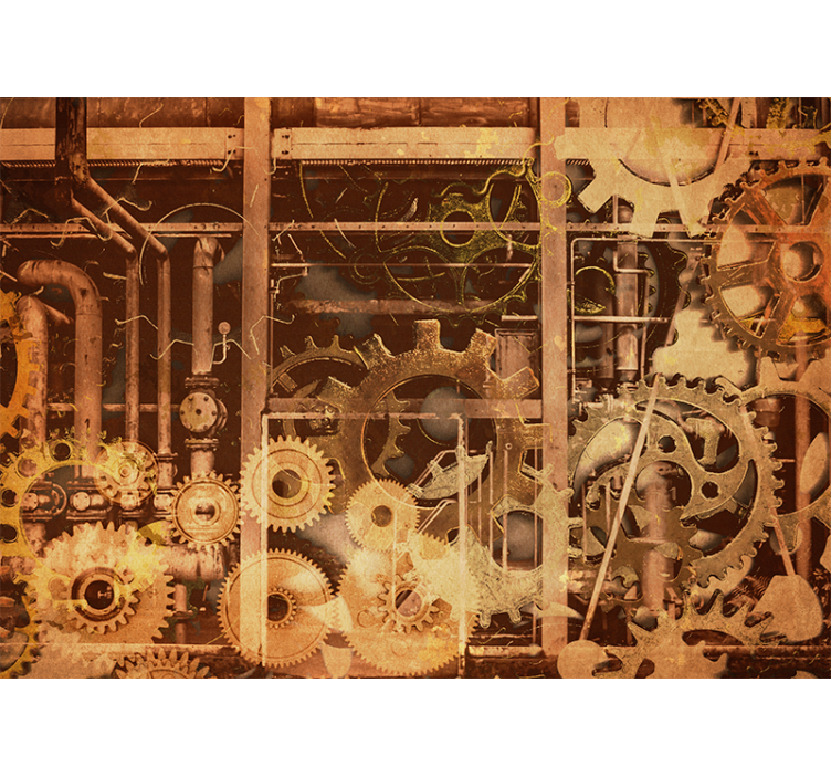 Wall mural industrial gear mechanism - TenStickers