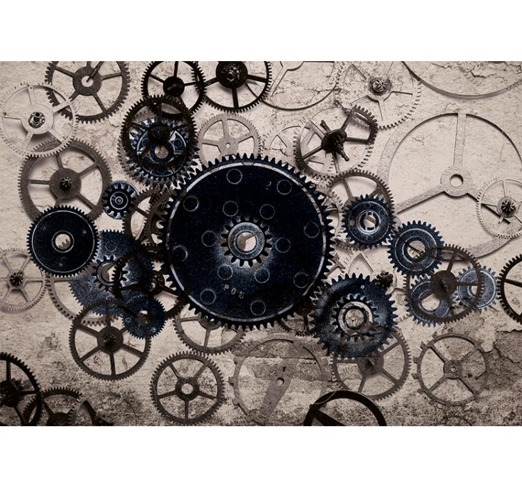 Texture wall mural with mechanical gear designs - TenStickers