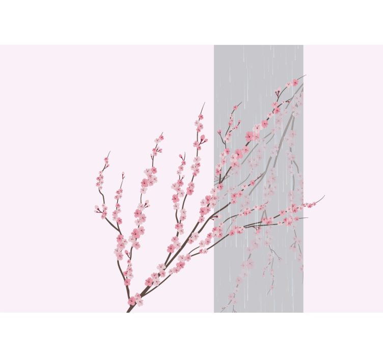 Flower mural gentle pink blossoms - TenStickers