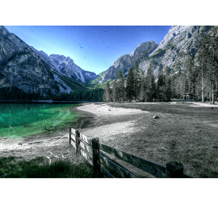 Landscape mural wallpaper mountainous lake serenity - TenStickers