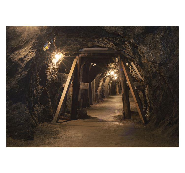 Old wooden gold mine picture living room wall mural - TenStickers