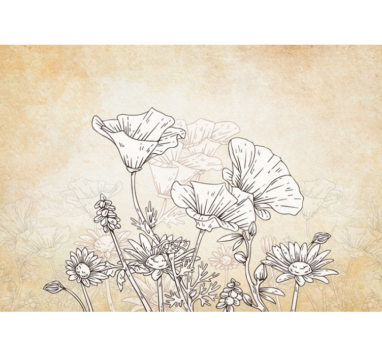 vintage meadow poppy murals - TenStickers