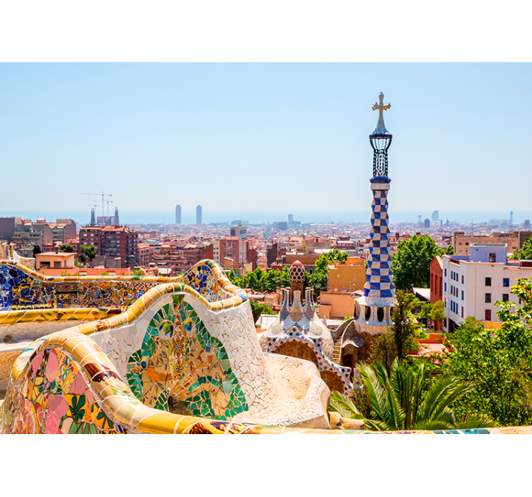 "Park Güell" Skyline View Barcelona mural - TenStickers