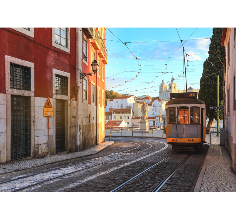 Tram Street Scene city wall mural - TenStickers