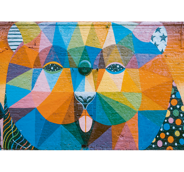 Geometric Feline graffiti wall mural - TenStickers