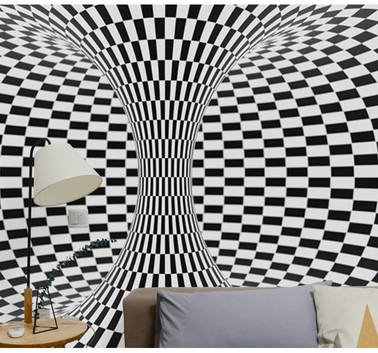 3D black and white tunnel 3D Wall Mural - TenStickers