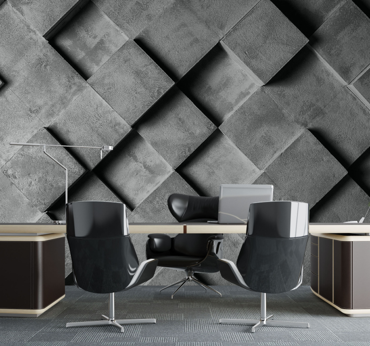 3D Geometric squares Office Wall Mural - TenStickers