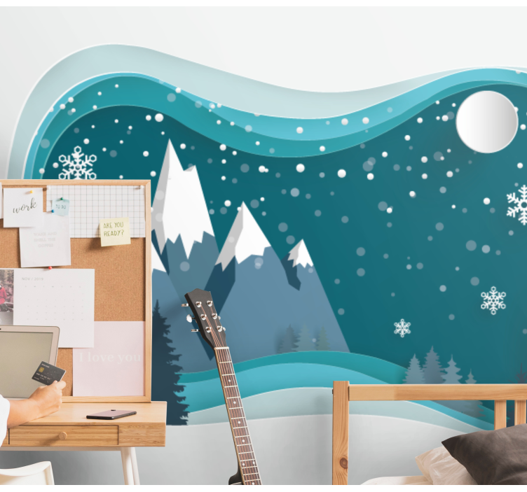 3d snowy mountain landscape Kids wall Murals - TenStickers