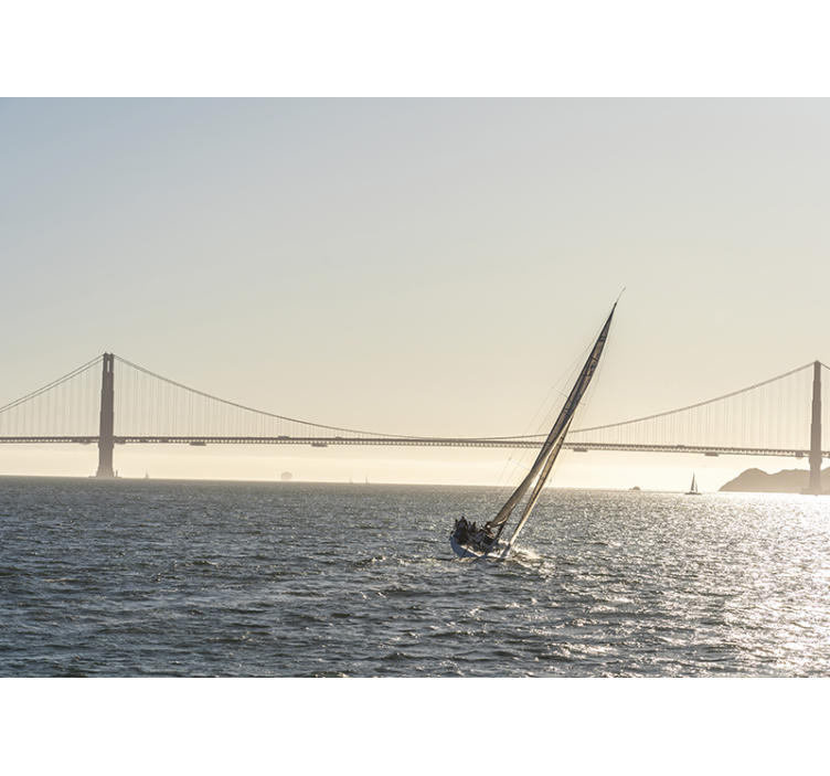 Sailboat Bay Bridge city wall mural - TenStickers