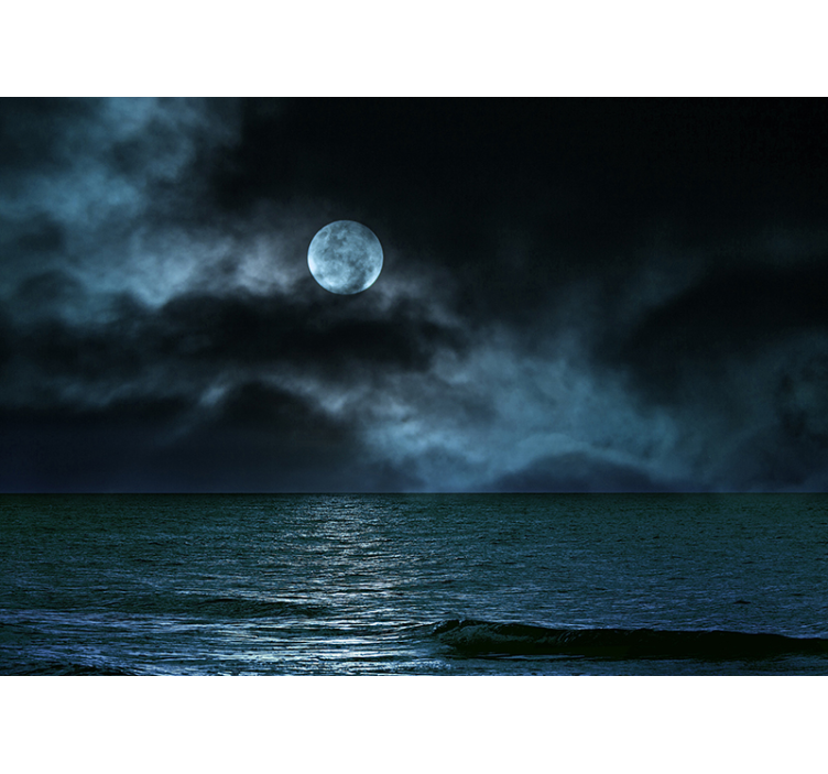 Dark Full Moon sea wall mural - TenStickers