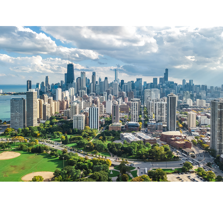 Skylines of Chicago city wall mural - TenStickers