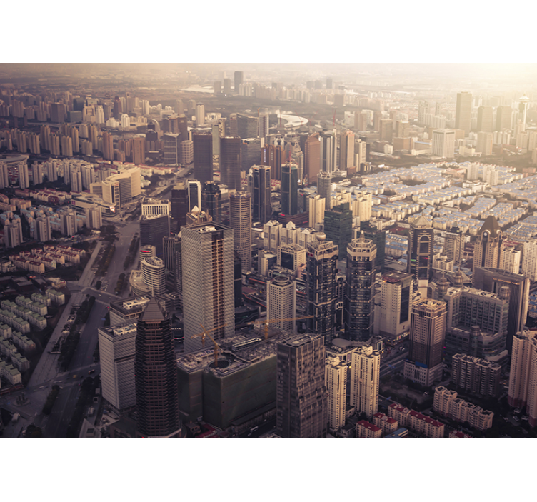 City wall mural skyline urban view - TenStickers