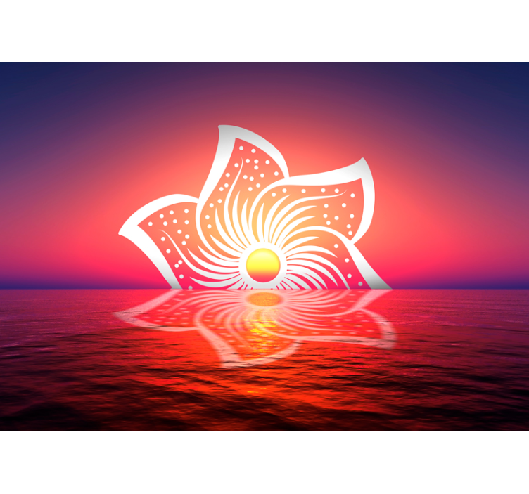 Dining room wall mural hibiscus sunrise design - TenStickers