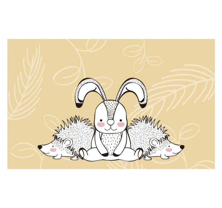 Animal wall mural cute bunny and hedgehog - TenStickers