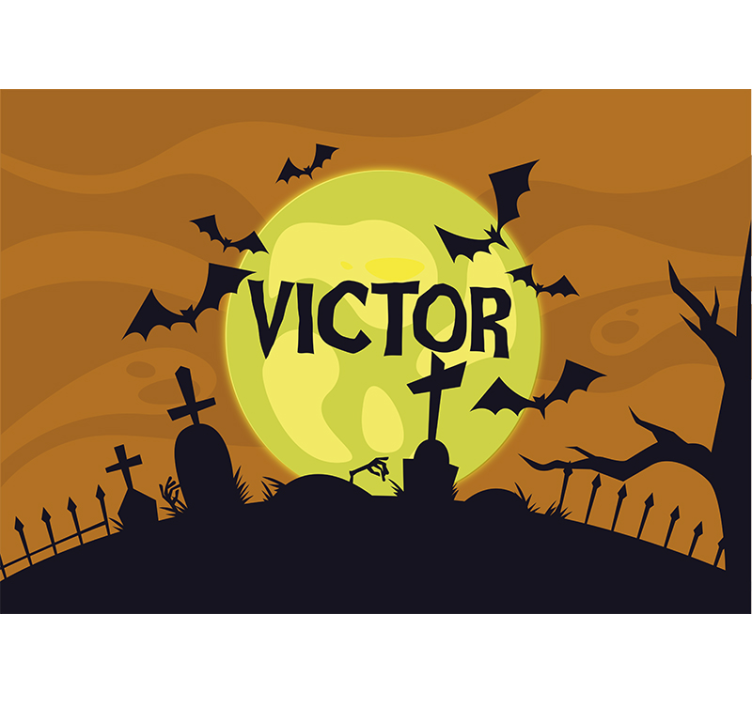 Spooky Graveyard Scene halloween mural - TenStickers