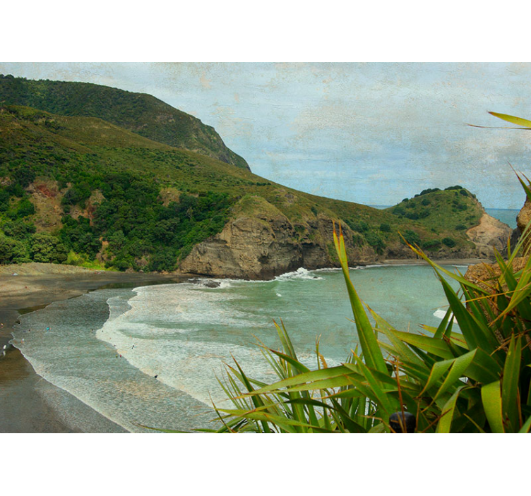 Landscape mural wallpaper coastal greenery view - TenStickers